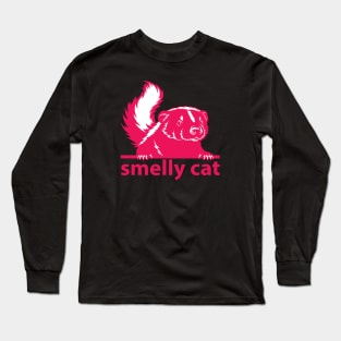 Smelly Cat - Pink on Black Long Sleeve T-Shirt